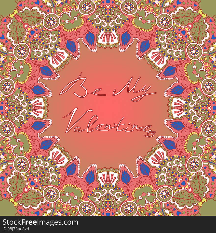 Valentines Day Card With Abstract Ornament Vector