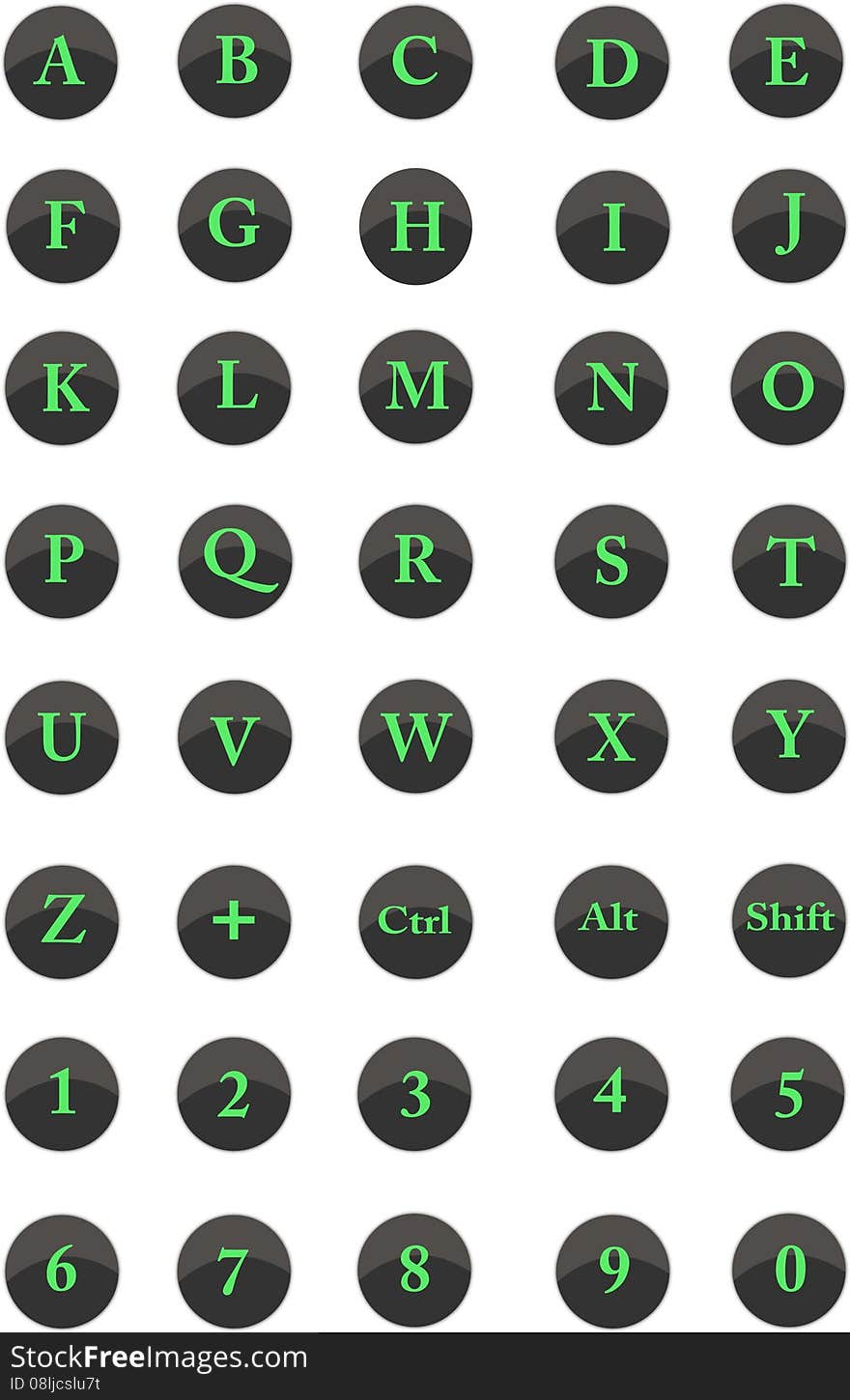 Alphabet Letters, Natural Numbers And Main Keys