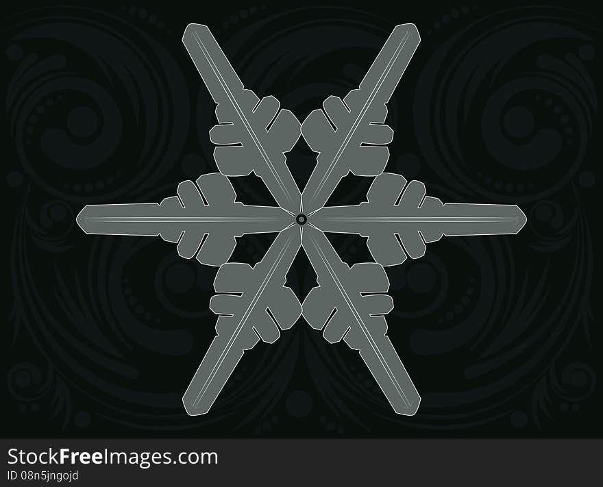 Dark ornamental background with abstract decorative snowflake. Dark ornamental background with abstract decorative snowflake.