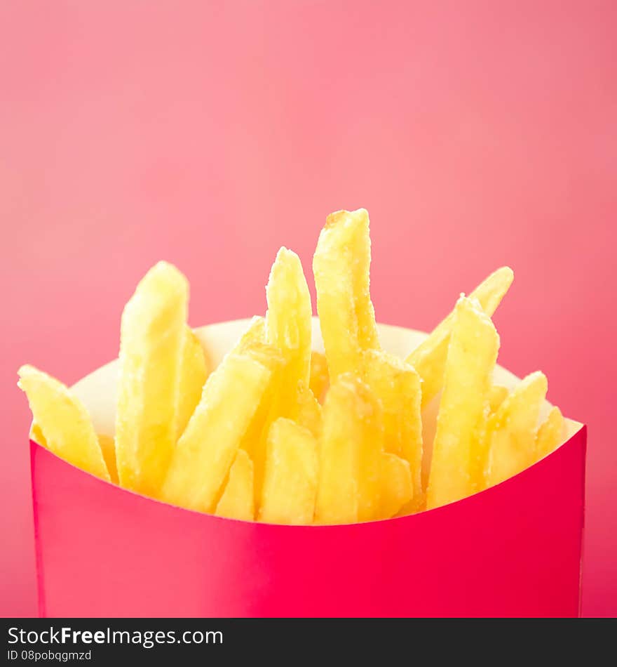 French fries or chips in paper box