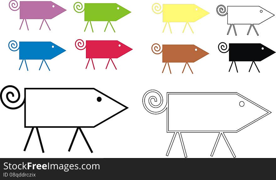 A simple illustration of colorful pigs