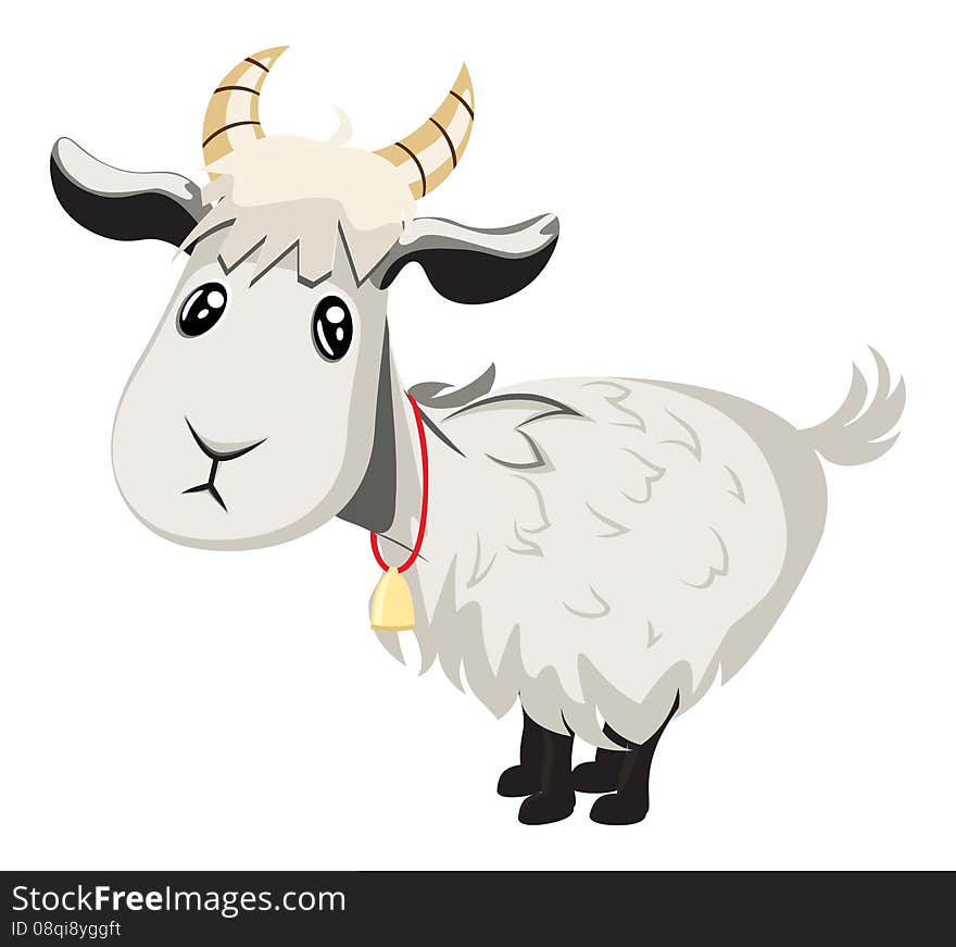 Cute cartoon goat illustration on white background. Cute cartoon goat illustration on white background.