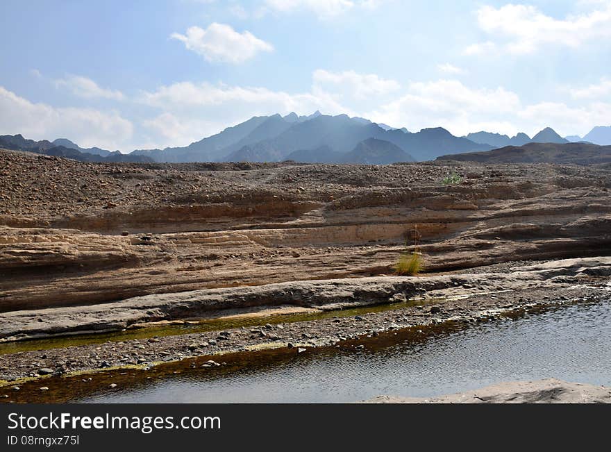 Scenic view of mountain in hatta