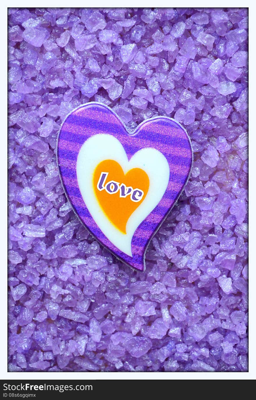 Heart on purple textural background. Heart on purple textural background