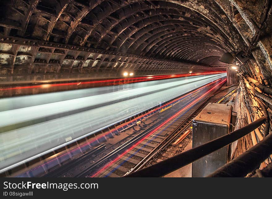 Train in tunnel subway