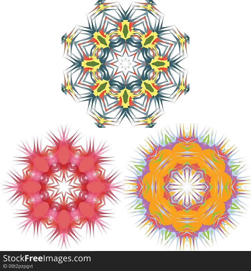 Set of Colorful Round Patterns isolated on white background Vector Illustration. Set of Colorful Round Patterns isolated on white background Vector Illustration