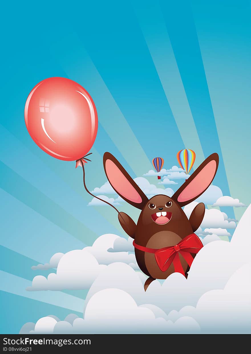 Chocolate Bunny With Balloon