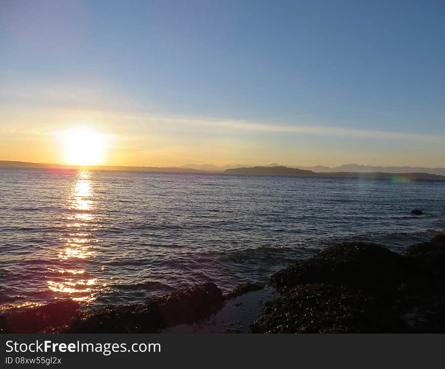 Seattle beach sunset