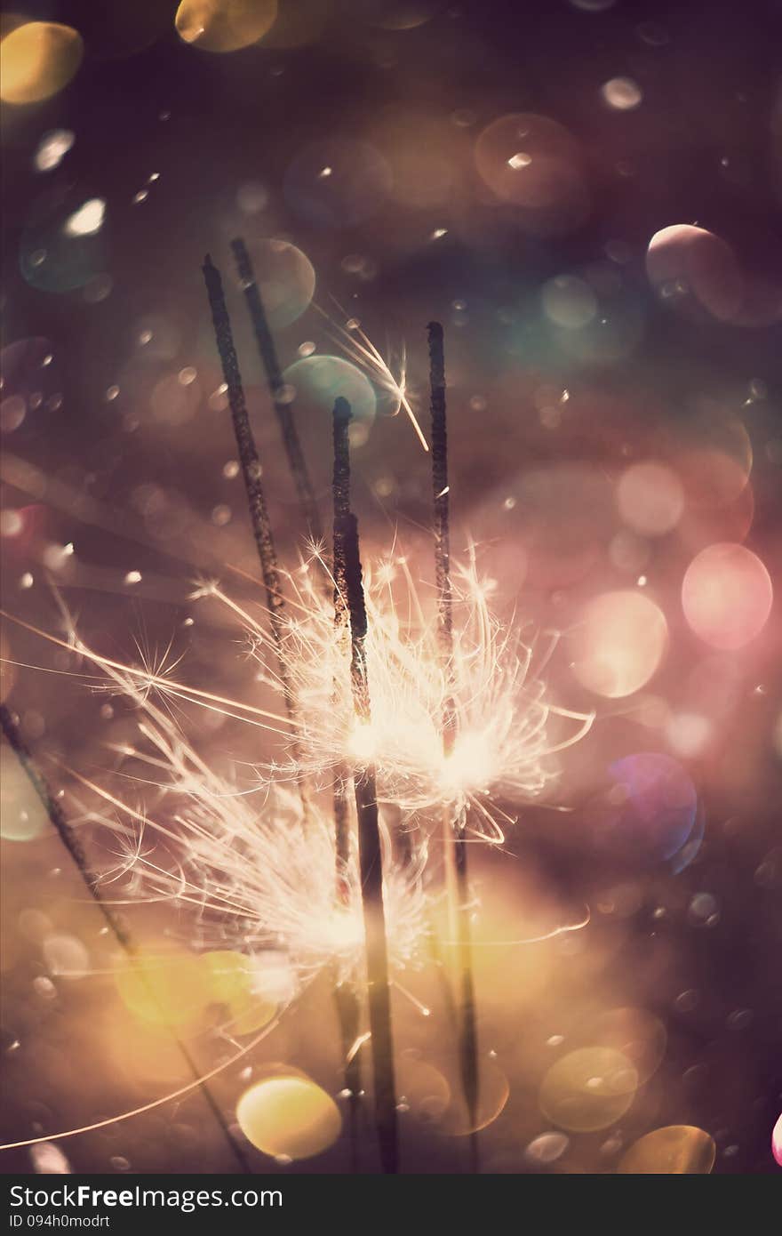 Sparkler and Colorful Bokeh