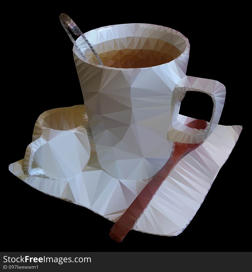 Polygonal mosaic of teacup vector illustration