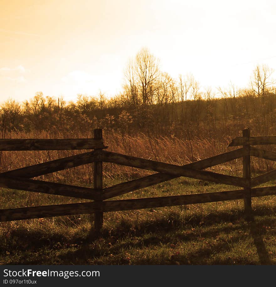 Old Country Fence in Field