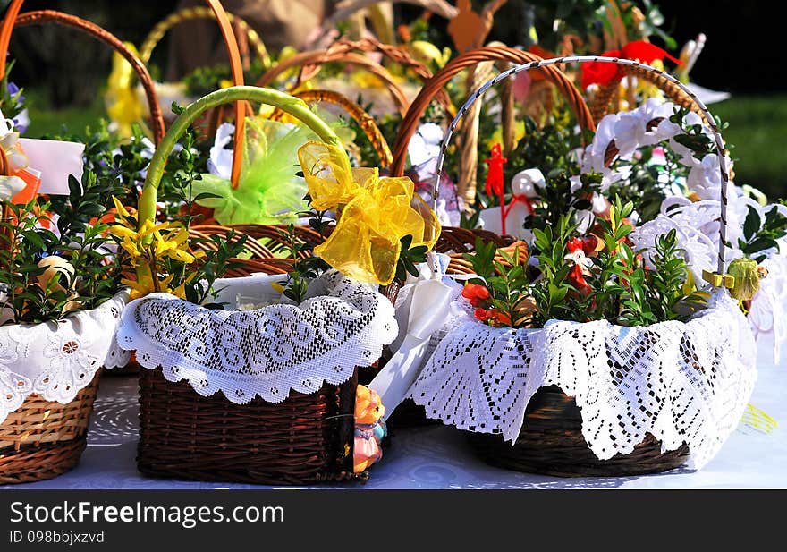 Easter basket before bless by the priest