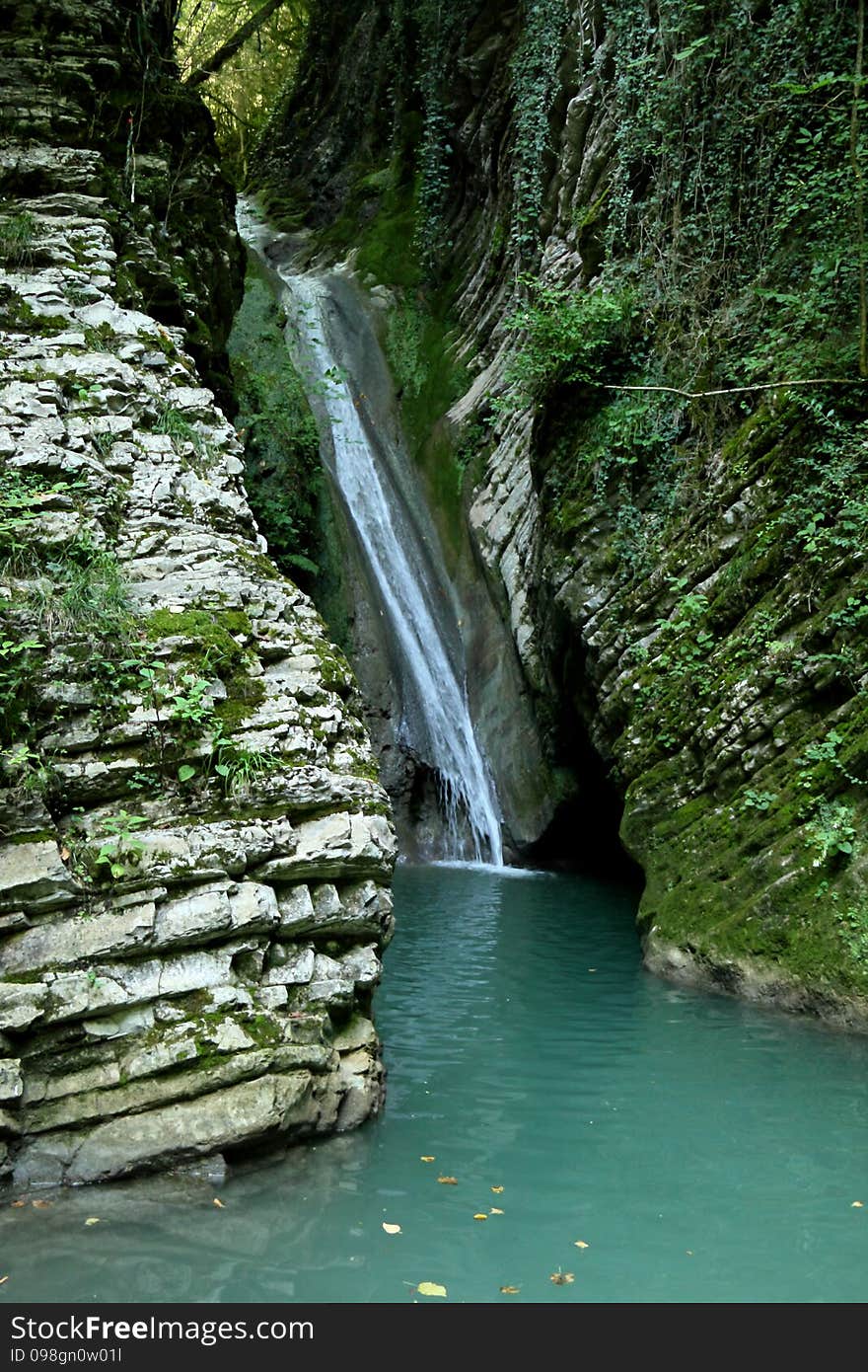 Waterfall Miracle Beauty. Lazarev district, Russia.