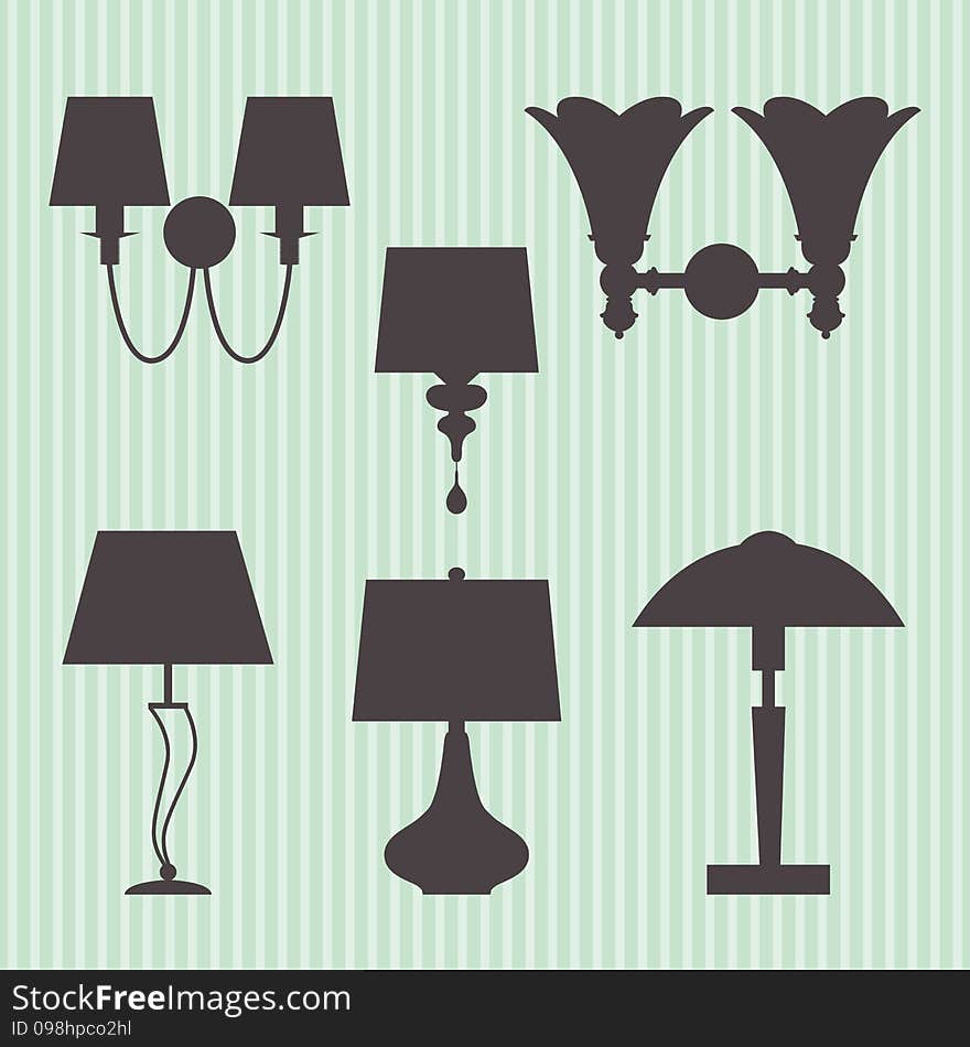 Set Of Silhouettes Lamp And Sconce