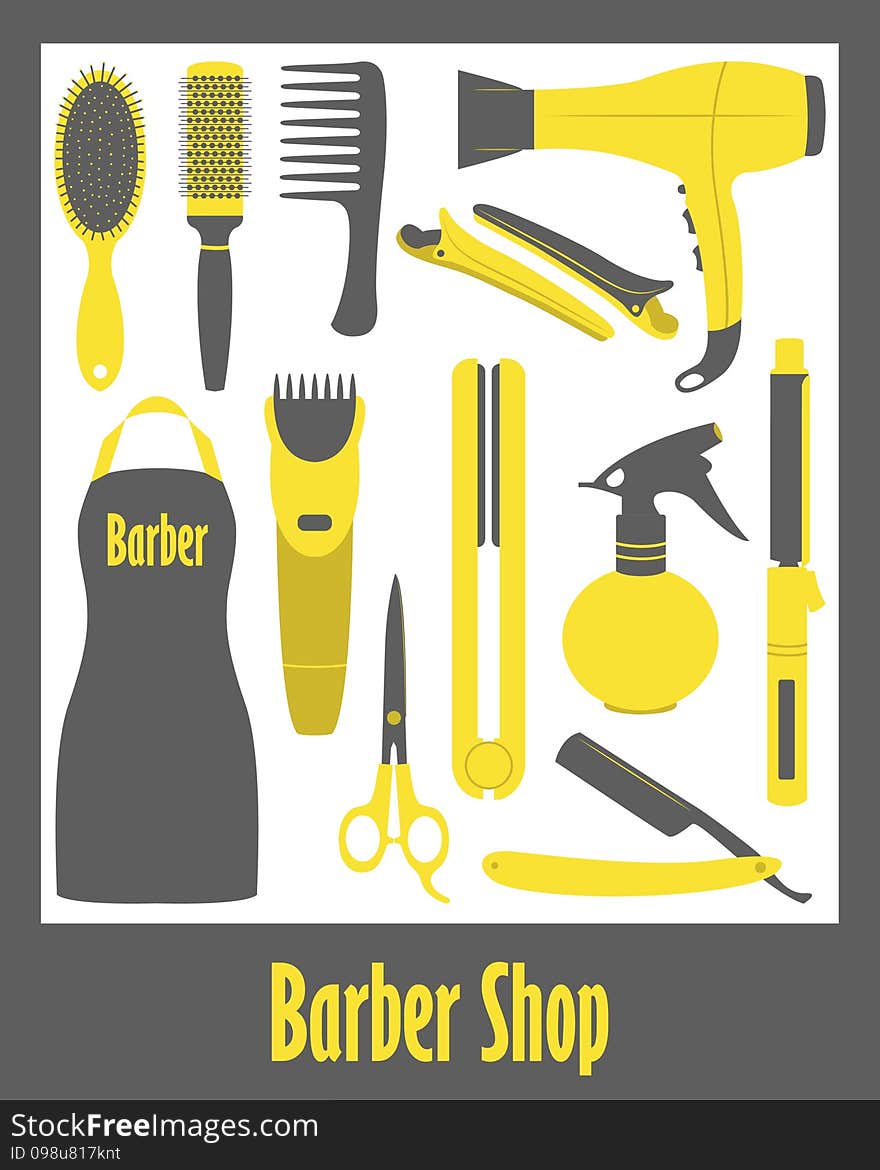 Barber Shop icons set