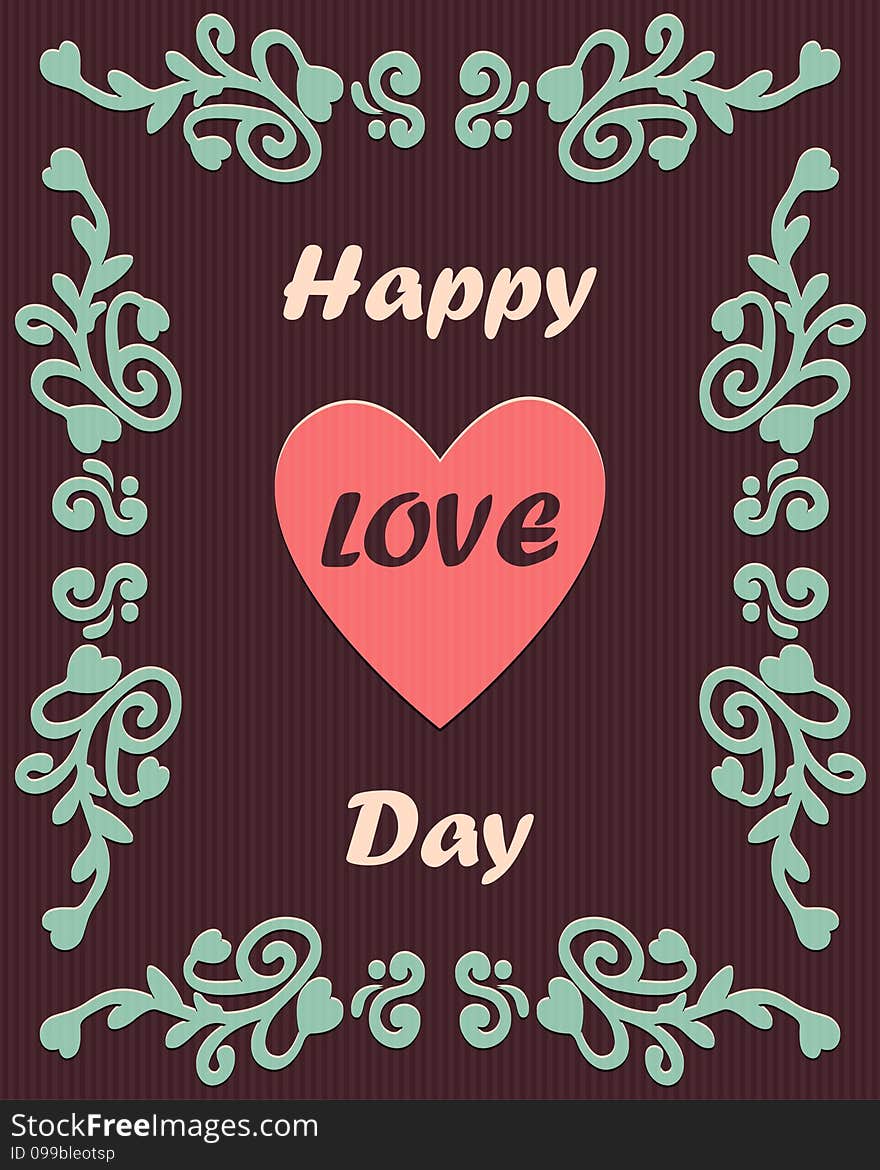 Happy Love Day Card With Ornament