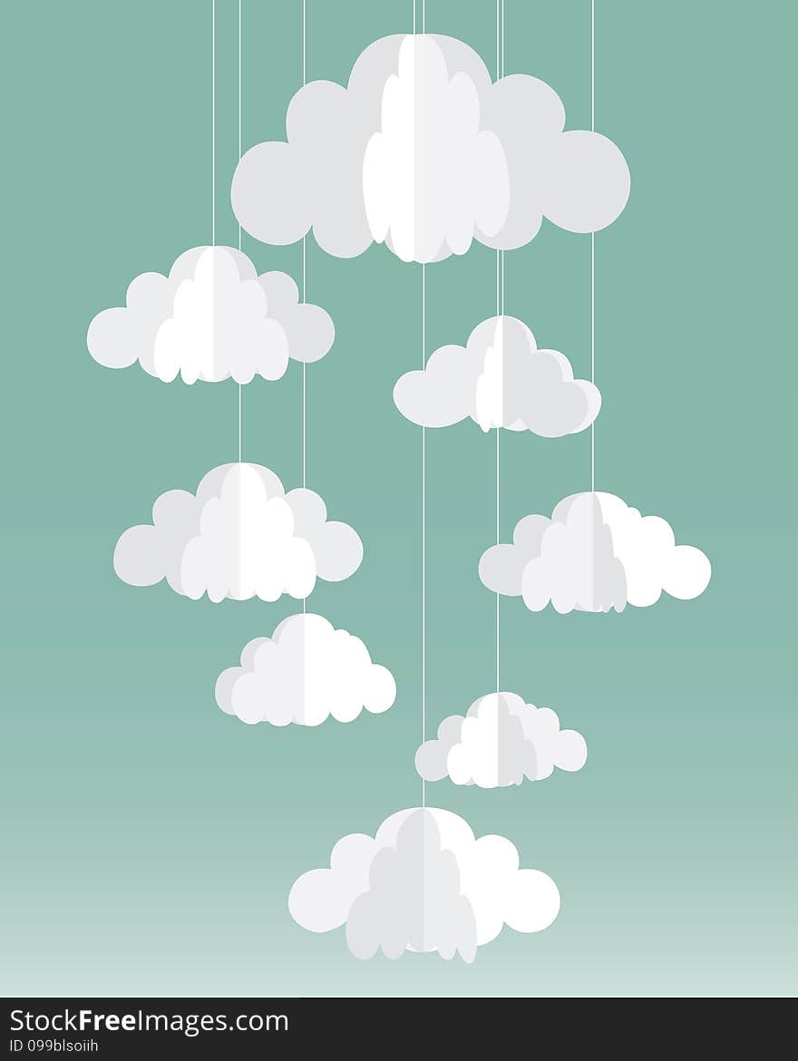 Vector paper clouds card