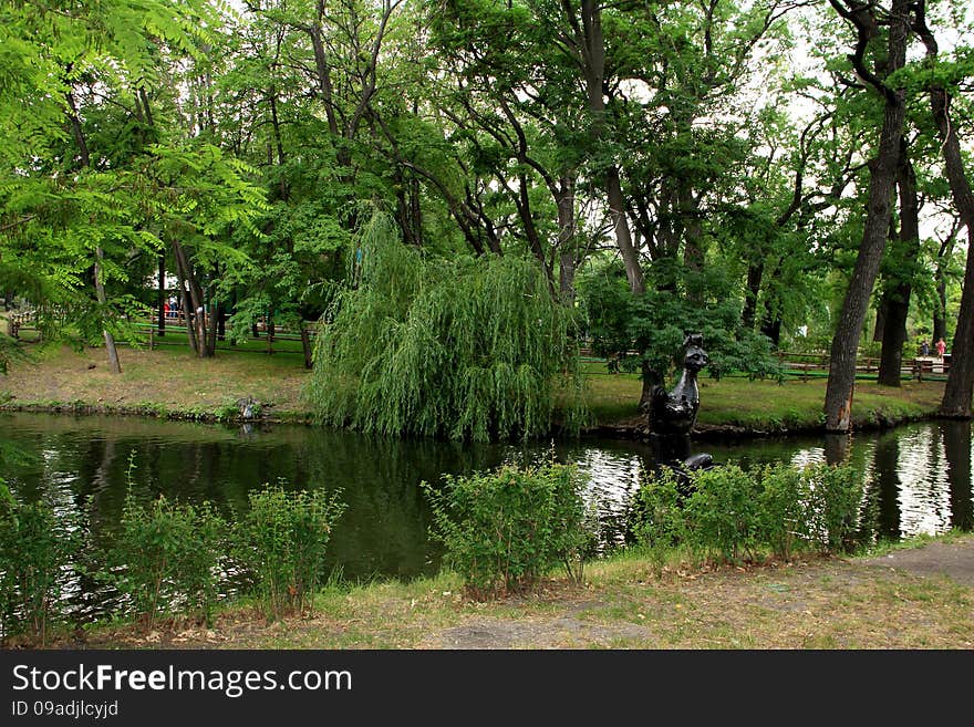 Saratov city park in the summer. Saratov, Russia