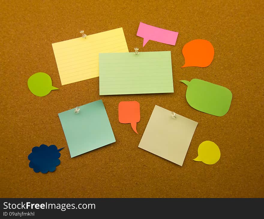 Colorful Balloons and Notes (Cork Board Background)