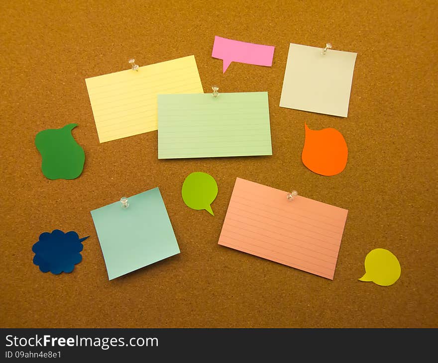 Colorful Balloons and Notes (Cork Board Background)