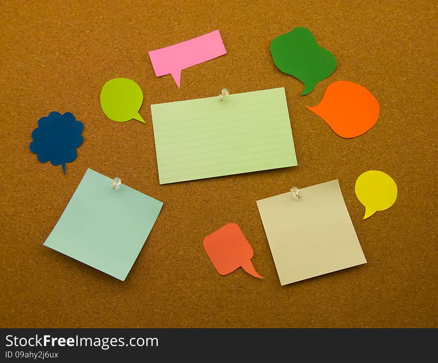 Colorful Balloons and Notes (Cork Board Background)