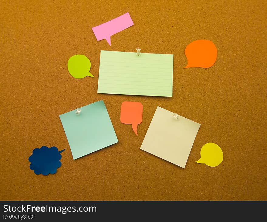 Colorful Balloons And Notes (Cork Board Background)