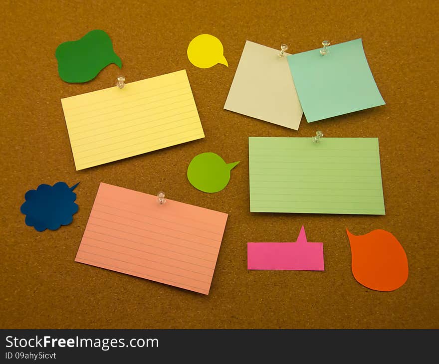 Colorful Balloons and Notes (Cork Board Background)