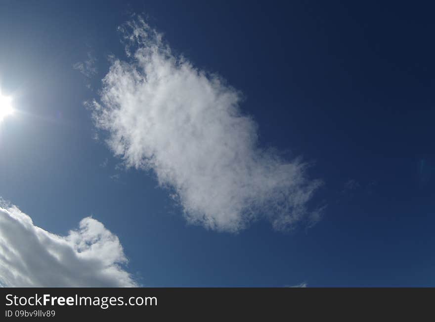 White clouds in the blue sky