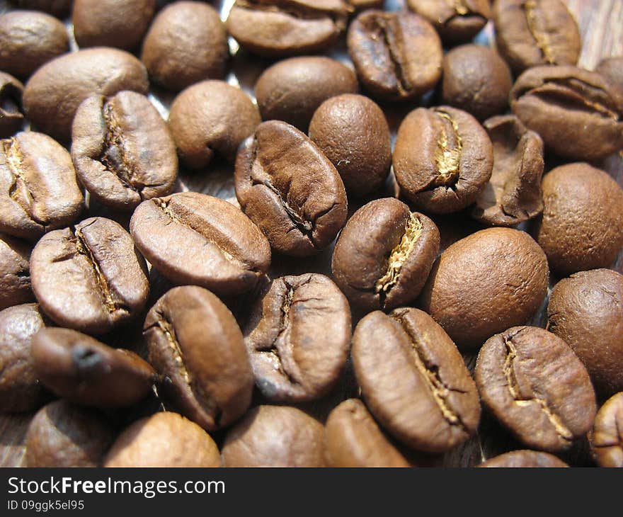 Grains of natural coffee