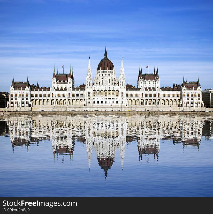 Hungarian Parliament with danube in Budapest. Photo taken on: 05, 13, 2015. Hungarian Parliament with danube in Budapest. Photo taken on: 05, 13, 2015