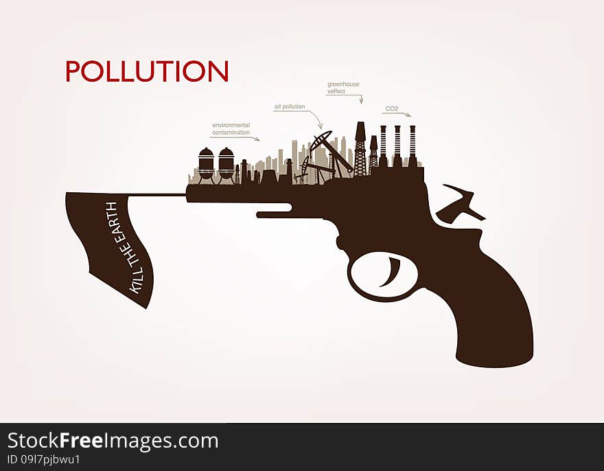 Gun With Plants Pollution. The Concept Of Ecology