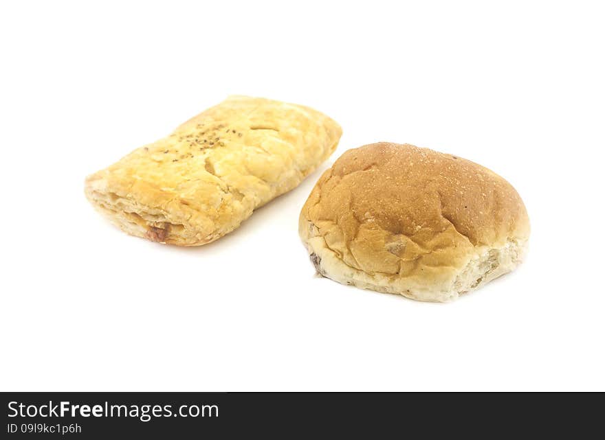 Bread Cut In Half On White Background