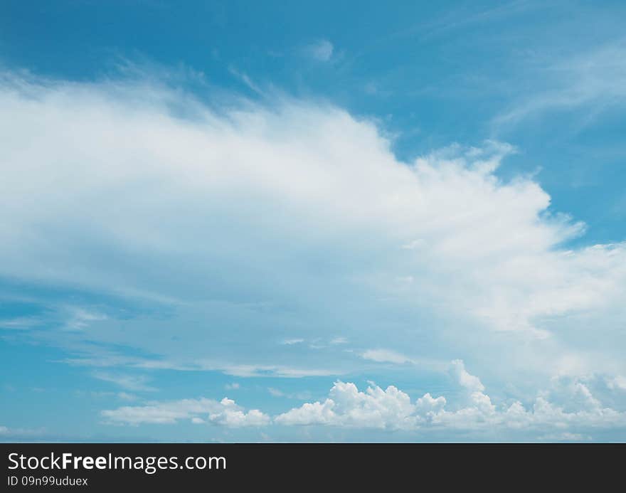 Clear blue sky with white cloud in nice weather