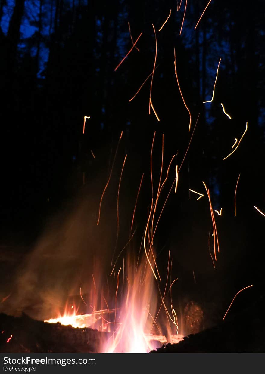 Extravaganza Night bonfire in the tourist camp. Extravaganza Night bonfire in the tourist camp