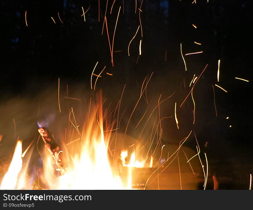 Extravaganza Night bonfire in the tourist camp. Extravaganza Night bonfire in the tourist camp