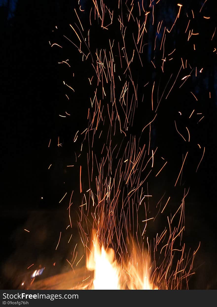 Extravaganza Night bonfire in the tourist camp. Extravaganza Night bonfire in the tourist camp