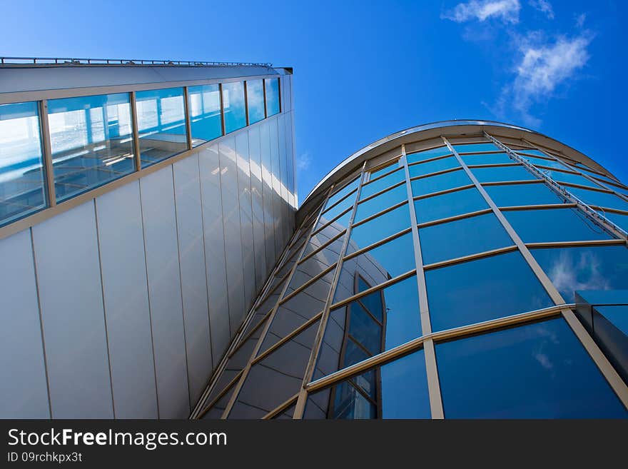 High business center on sunny day. bottom view. High business center on sunny day. bottom view