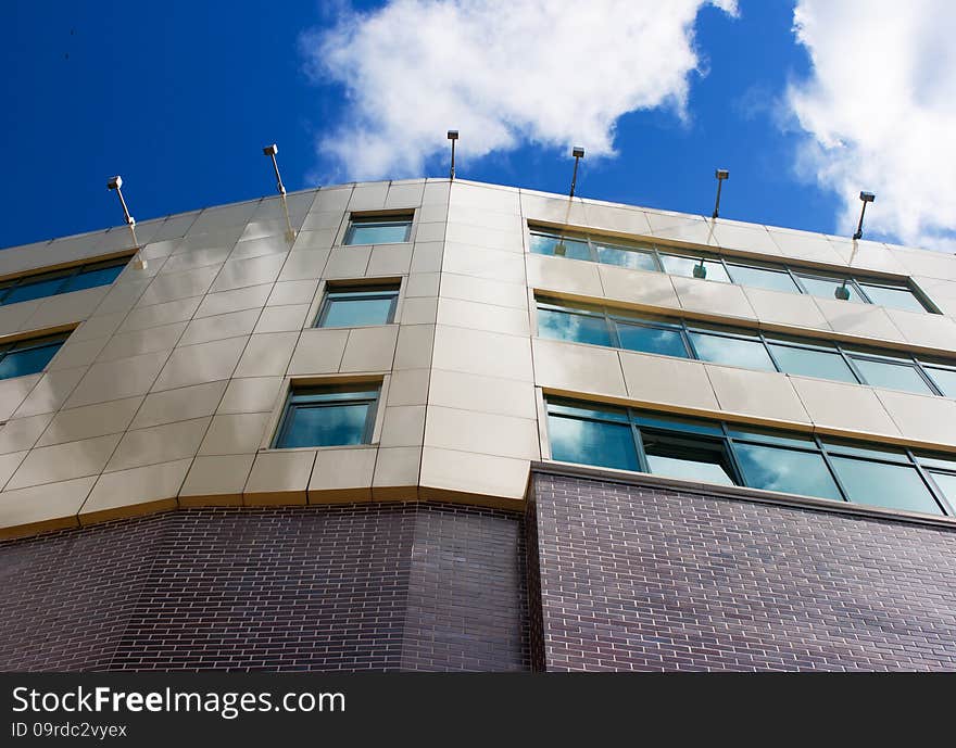 Windows of the new business center as a geometric pattern closeup