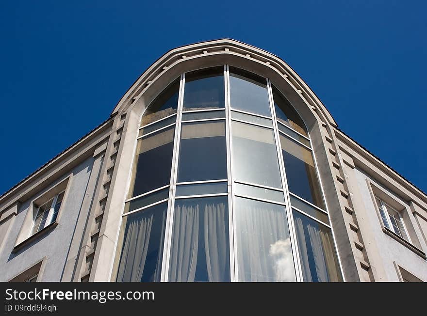 Windows of the new building as a geometric pattern closeup