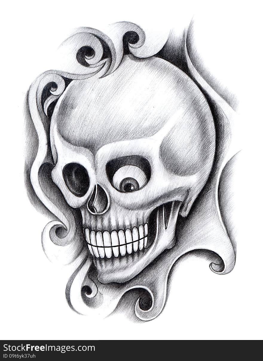 Skull art tattoo.