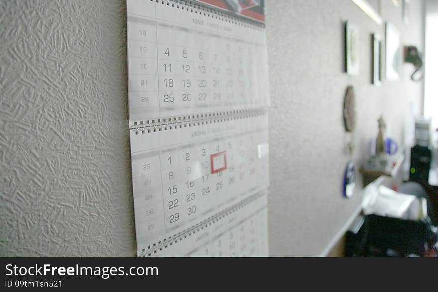 Calendar on the office wall