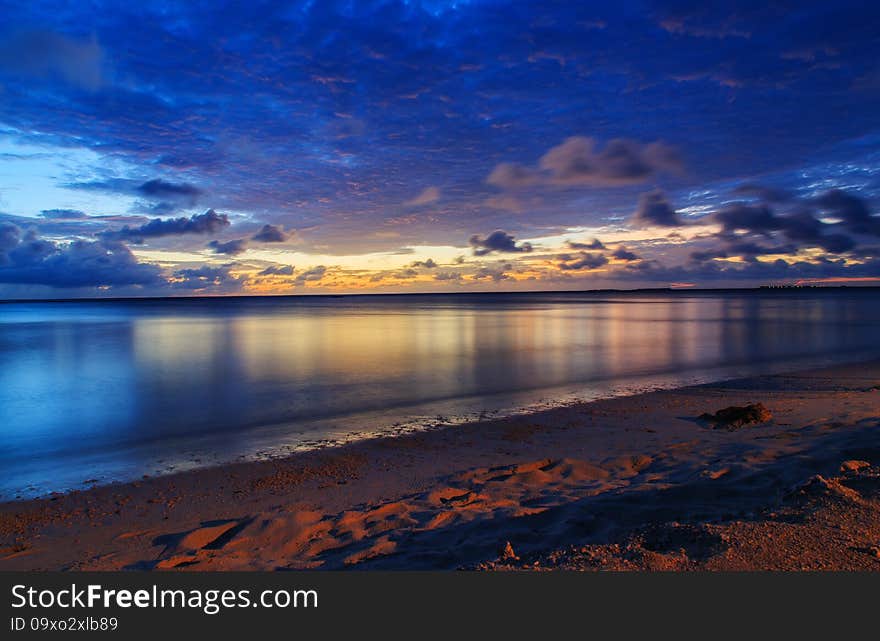 Early in the morning, in the role of the camera slowly calm waters of the door like a mirror. Early in the morning, in the role of the camera slowly calm waters of the door like a mirror