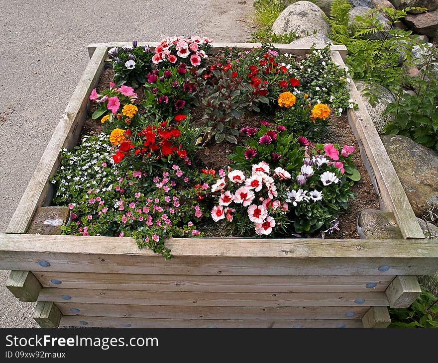 Classical beautiful wooden street flower pot Denmark. Classical beautiful wooden street flower pot Denmark