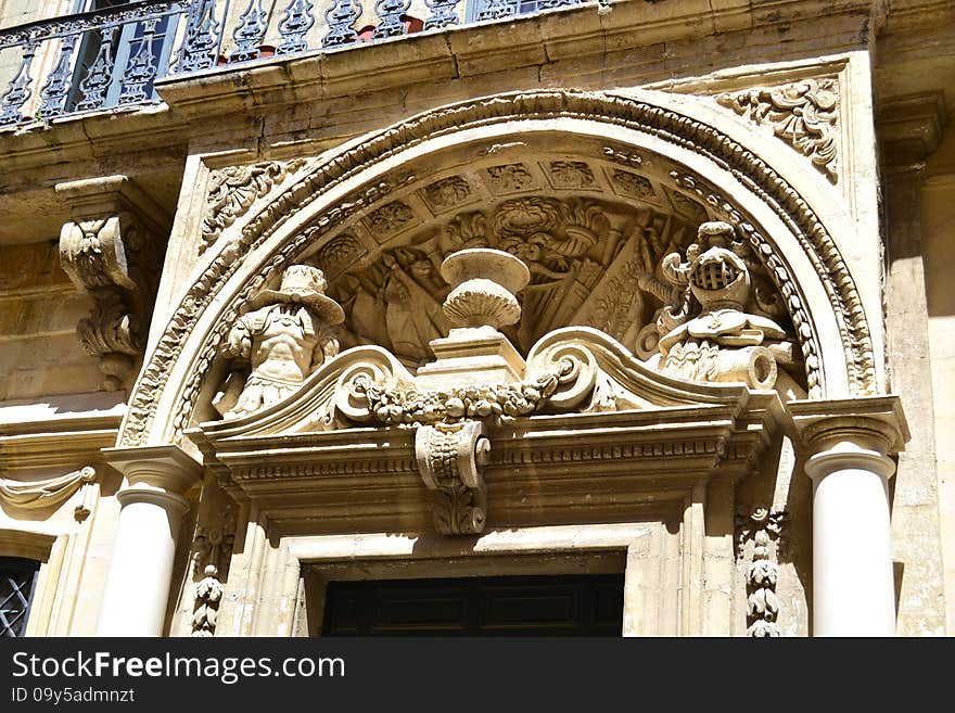 Antique door of a building in the classical style. Antique door of a building in the classical style