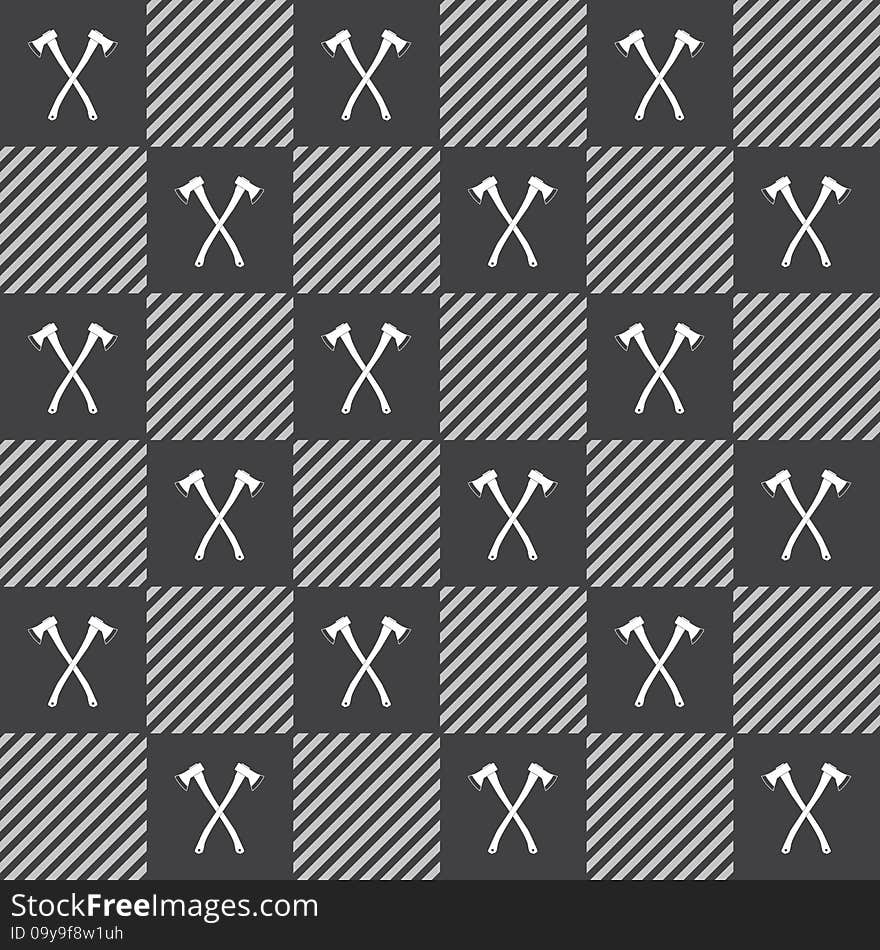 Lumberjack vector plaid pattern with axes, eps 10