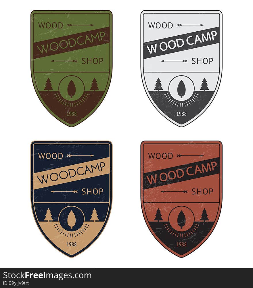 Set Of A Color Badges In Vintage Style