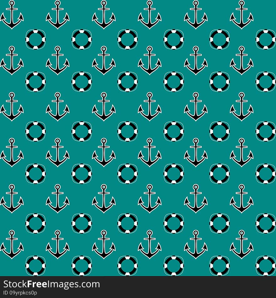 Navy Vector Pattern With Anchors