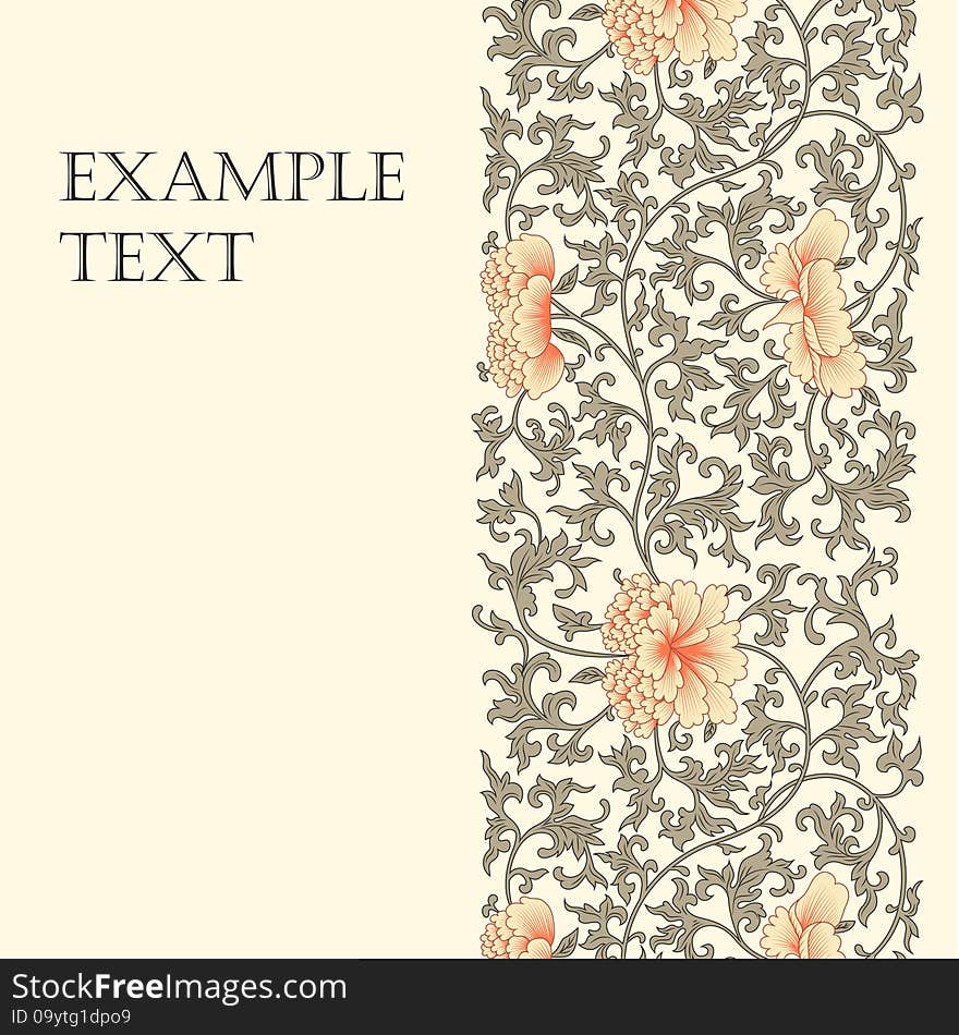 Card vector template with asian flowers. Card vector template with asian flowers