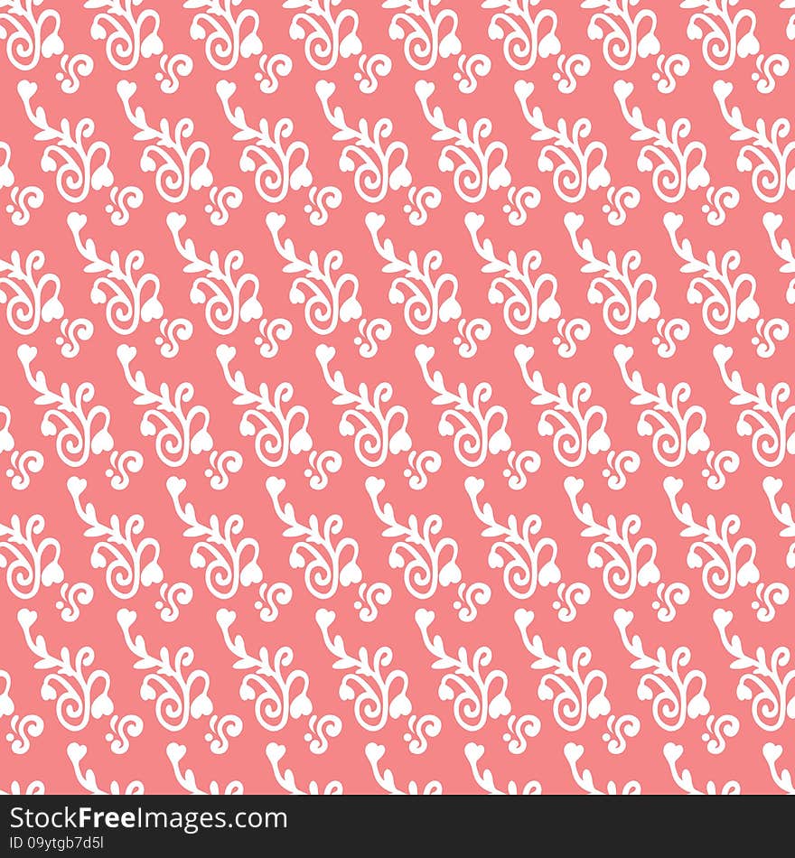 Pink decorative seamless vector background with hearts