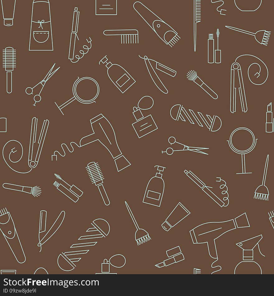 Beauty salon seamless pattern.